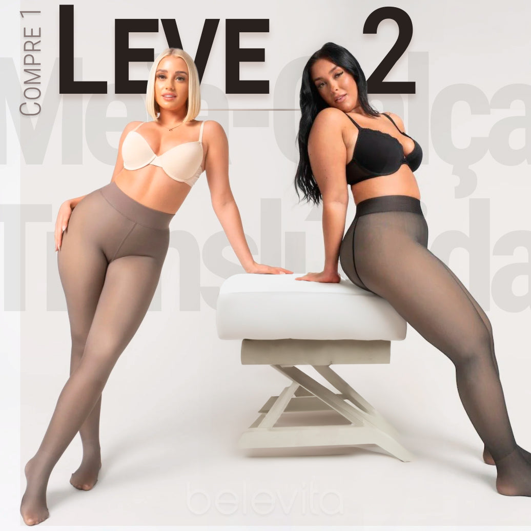 Super Oferta - Meia-Calça de Lã Translúcida - Pague 1 e Leve 2 - CUPOM PELUCIA20